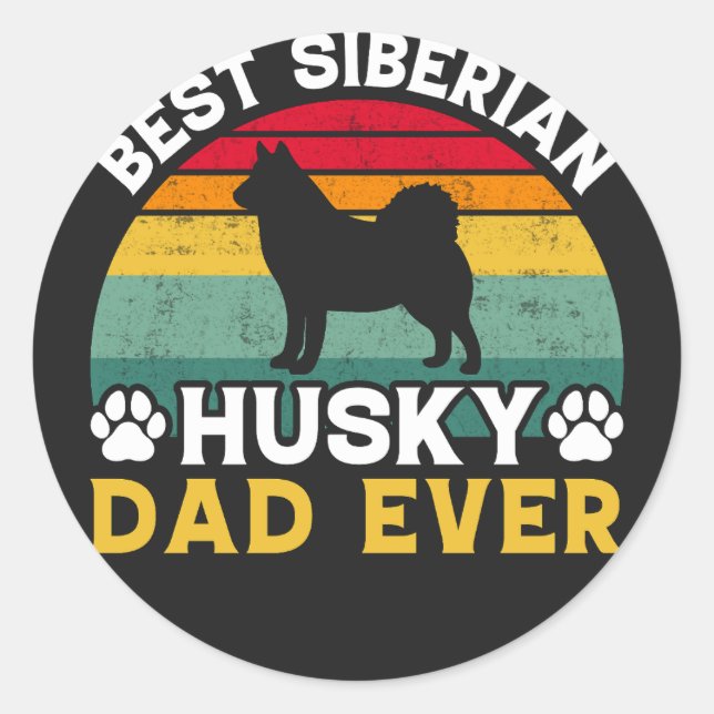 Bester sibirischer Husky-Vater je, Vatertag Runder Aufkleber (Vorderseite)