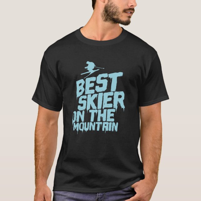 Bester Skifahrer auf dem Berg Skifahren T-Shirt (Vorderseite)