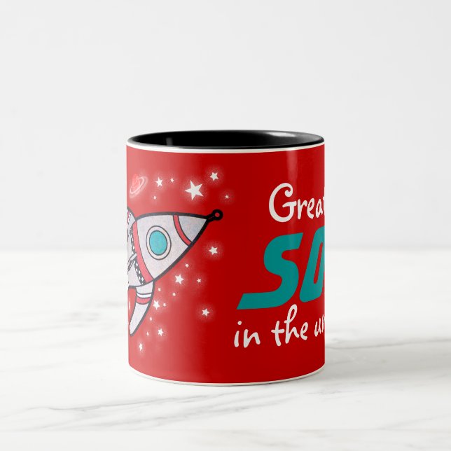 "Bester Sohn im Universum" aquamarine Tasse (Mittel)