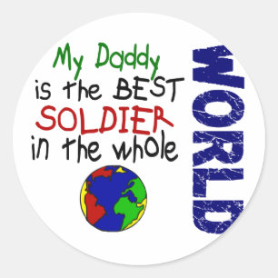 Bester Soldat in Welt 2 (Daddy) Runder Aufkleber