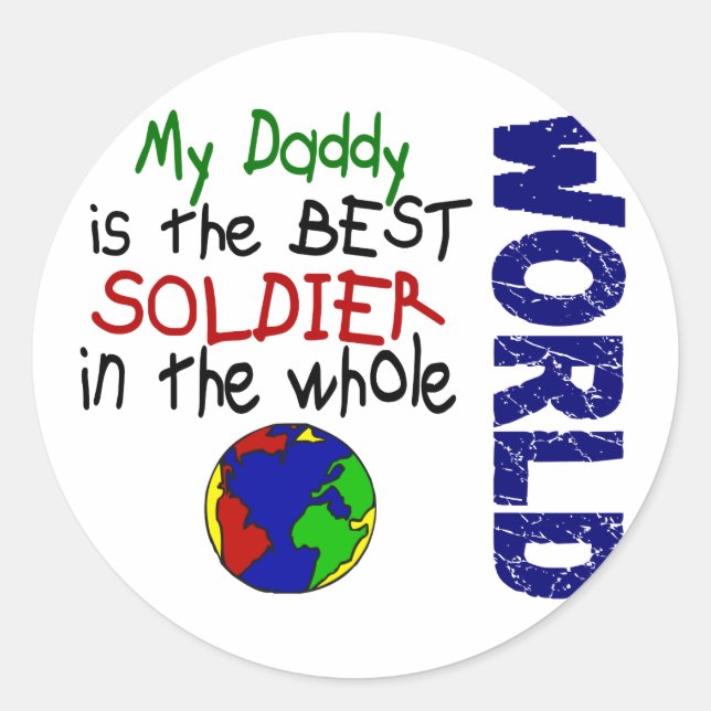 Bester Soldat in Welt 2 (Daddy) Runder Aufkleber (Vorderseite)