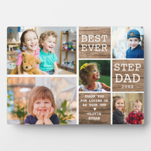 Bester Step-Vater je 5 Foto Collage Rustikales Hol Fotoplatte
