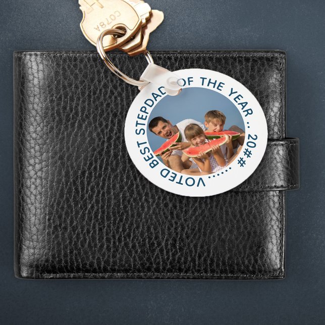 Bester Stepdad des Jahres | Runder Foto Schlüsselanhänger (Von Creator hochgeladen)