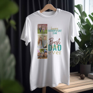 Bester Stepdad je 3 Foto Collage Vathage Tag T-Shirt