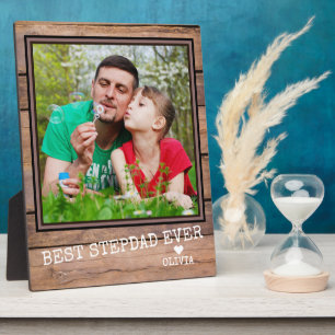 Bester Stepdad je Foto Rustikales Holz Personalisi Fotoplatte