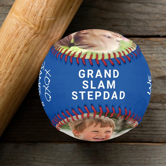 Bester Stepdad je Personalisiertes Foto Blue Baseb Baseball (Von Creator hochgeladen)