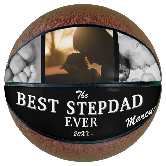 Bester Stepdad je Vater Keepake 3 Foto Basketball (Vorderseite)