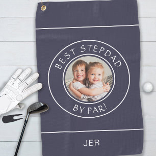 Bester Stiefvater von Par Golfer Modern Photo Blau Golfhandtuch