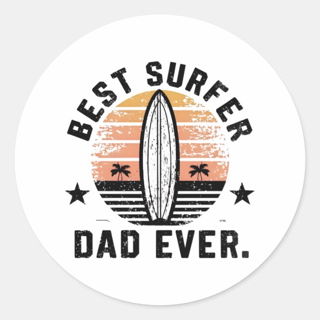 Bester Surfer-Vater je Runder Aufkleber (Vorderseite)