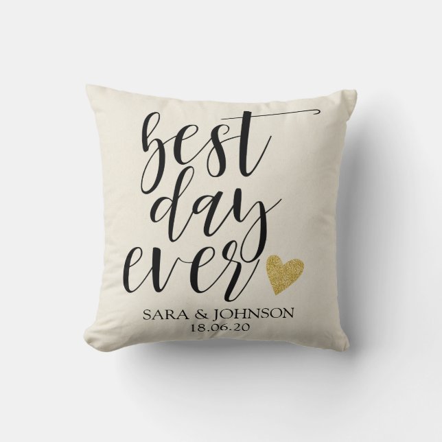 Bester Tag je personalisiertes Hochzeitsgeschenk f Kissen (Vorderseite)