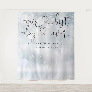 Bester Tag Schrift Winter Hochzeit Foto Hintergrun Wandteppich