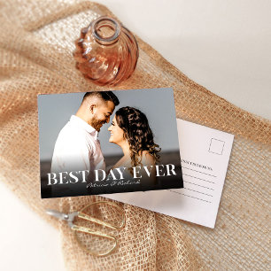 Bester Tag überhaupt Einfache Hochzeit Danke Foto Postkarte