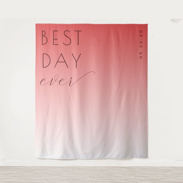 Bester Tag überhaupt Fröhlicher Rosa Gradient Mini Wandteppich (Vorderseite)