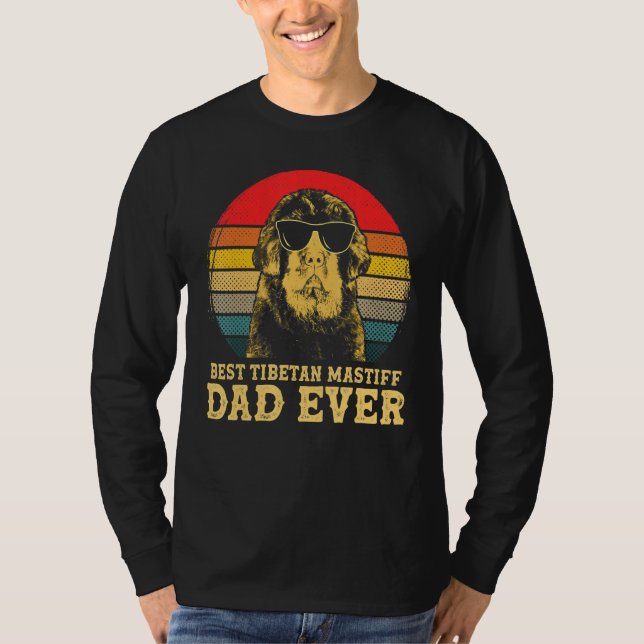 Bester tibetischer Mastiff-Vater je Hund Retro Vin T-Shirt (Vorderseite)