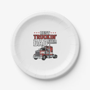 Bester Trucker-Vater aller Zeiten Vintage-Truck-Sh Pappteller