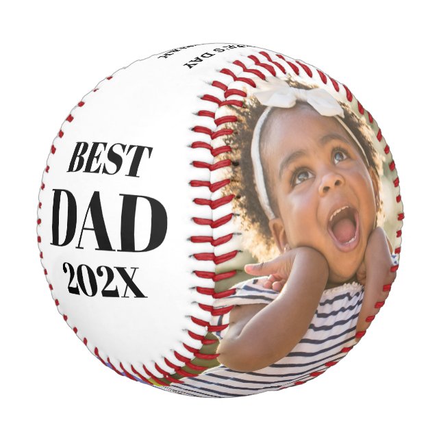 Bester Vater 2020 | Typografie zwei FotoCollage Baseball (Schrägansicht)