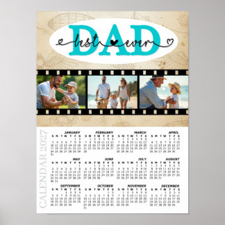 Bester Vater 2027 Fotokalender, Familie, Vintage Poster