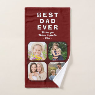 Bester Vater 4 FotoCollage Familienvater Badhandtuch Set