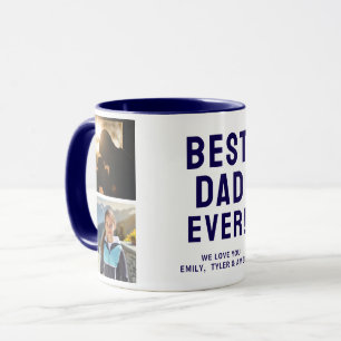 Bester Vater Aller Zeiten 4 Foto-Collage Blau Tasse