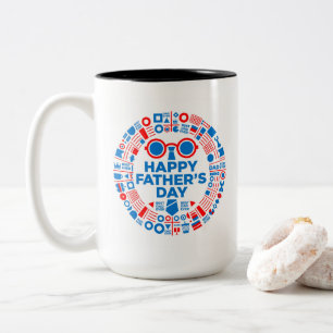 Bester Vater Aller Zeiten Blau Rotes Grafisches Ge Zweifarbige Tasse