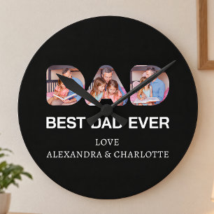 Bester Vater Aller Zeiten Foto Collage Geschenk Runde Wanduhr