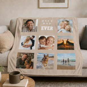 Bester Vater aller Zeiten Foto-Collage Vater beige Fleecedecke