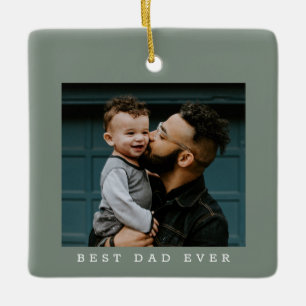 Bester Vater Aller Zeiten Foto Grüne Doppelseitige Keramikornament