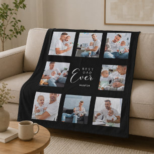 Bester Vater aller Zeiten Fotocollage schwarz weiß Fleecedecke