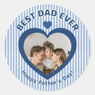 Bester Vater Aller Zeiten Herz Foto Karte Minimali Runder Aufkleber