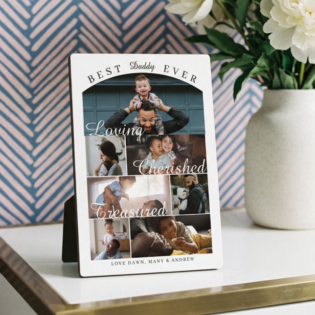 Bester Vater Aller Zeiten Personalisiertes Foto-Er Fotoplatte (Best Dad Ever Personalized Photo Memory Collage Plaque)