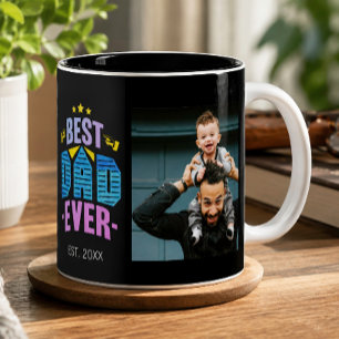 Bester Vater Aller Zeiten Typografie Schwarze Foto Zweifarbige Tasse