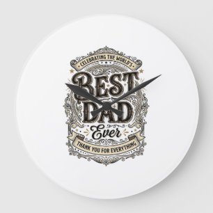 Bester Vater Aller Zeiten Vintage Gravur T-Shirt D Große Wanduhr
