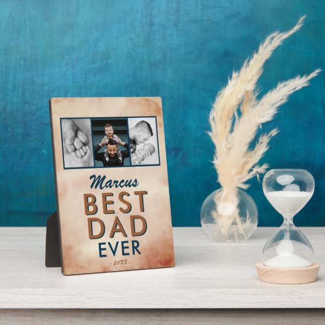 Bester Vater Aquarellbilder Vater 3 FotoCollage Fotoplatte (Seite)