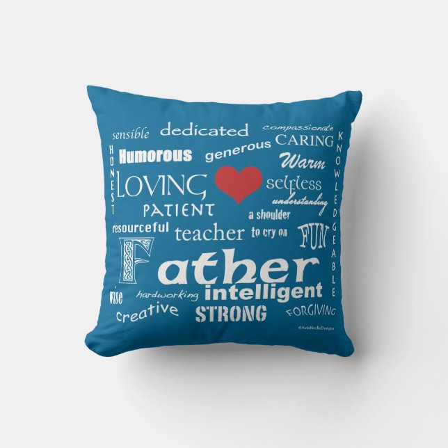 Bester Vater-Attribut-Rotes Herz/personifizieren Kissen (Vorderseite)