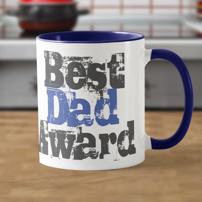 Bester Vater Award in Blau und Grau Tasse (Von Creator hochgeladen)