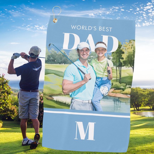 Bester Vater Benutzerdefiniertes Foto Monogramm Go Golfhandtuch (Von Creator hochgeladen)