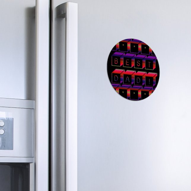 Bester Vater Blöcke Text rot und Lila Magnet (Von Creator hochgeladen)