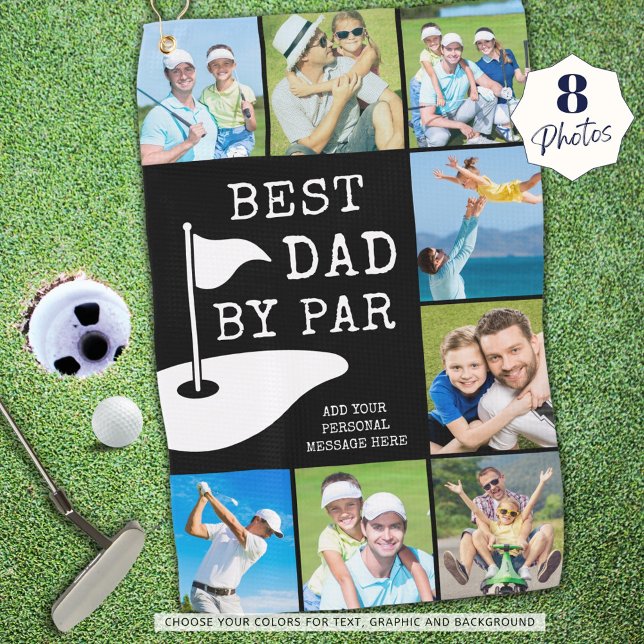 BESTER VATER BY PAR 8 Foto Collage Personalisierte Golfhandtuch (Von Creator hochgeladen)
