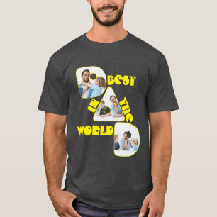BESTER VATER DER WELT, 3 Fotos Collage, gelb T-Shirt