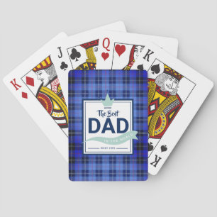 Bester Vater der Welt Blau Tartan Krone Spielkarten