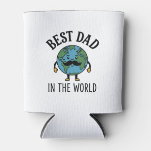 Bester Vater der Welt Earth Mustache Shirt Design_ Dosenkühler