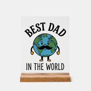 Bester Vater der Welt Earth Schnurrbart Shirt Desi Acrylschild