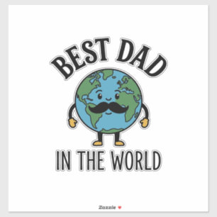 Bester Vater der Welt Earth Schnurrbart Shirt Desi Aufkleber