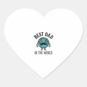 Bester Vater der Welt Earth Schnurrbart Shirt Desi Herz-Aufkleber