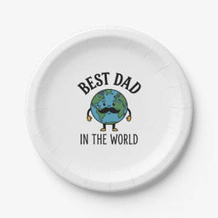 Bester Vater der Welt Earth Schnurrbart Shirt Desi Pappteller