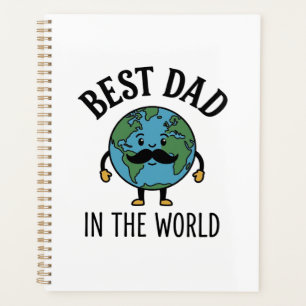 Bester Vater der Welt Earth Schnurrbart Shirt Desi Planer
