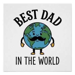 Bester Vater der Welt Earth Schnurrbart Shirt Desi Poster