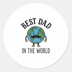 Bester Vater der Welt Earth Schnurrbart Shirt Desi Runder Aufkleber