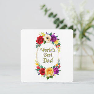 Bester Vater der Welt Florale gefaltete Grußkarte Dankeskarte