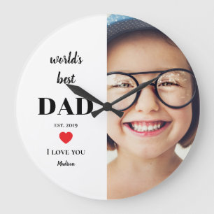Bester Vater der Welt, ich liebe dich, benutzerdef Große Wanduhr